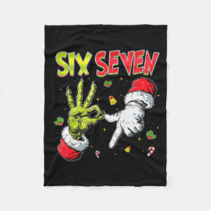 Funny Santa Says Six Seven Christmas 67 Meme Xmas Fleece Blanket