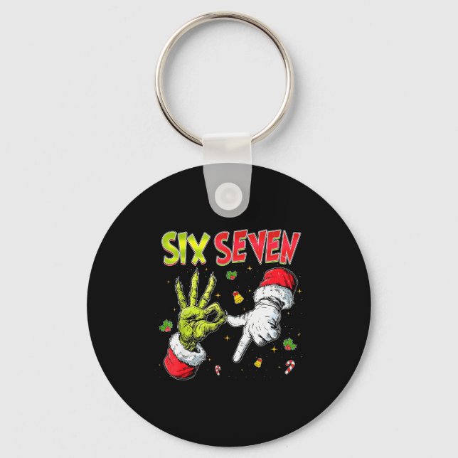 Funny Santa Says Six Seven Christmas 67 Meme Xmas  Key Ring (Front)