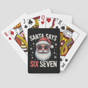 Funny Santa Says Six Seven Christmas 67 Meme Xmas  Playing Cards