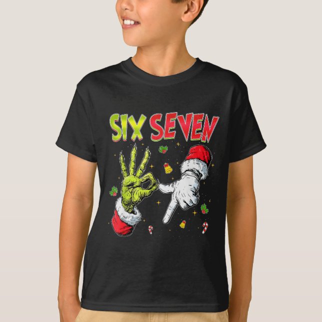 Funny Santa Says Six Seven Christmas 67 Meme Xmas  T-Shirt (Front)