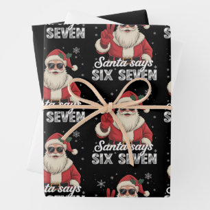 Funny Santa Says Six Seven Christmas 67 Meme Xmas Wrapping Paper Sheet