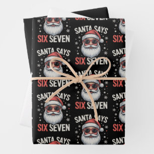 Funny Santa Says Six Seven Christmas 67 Meme Xmas  Wrapping Paper Sheet