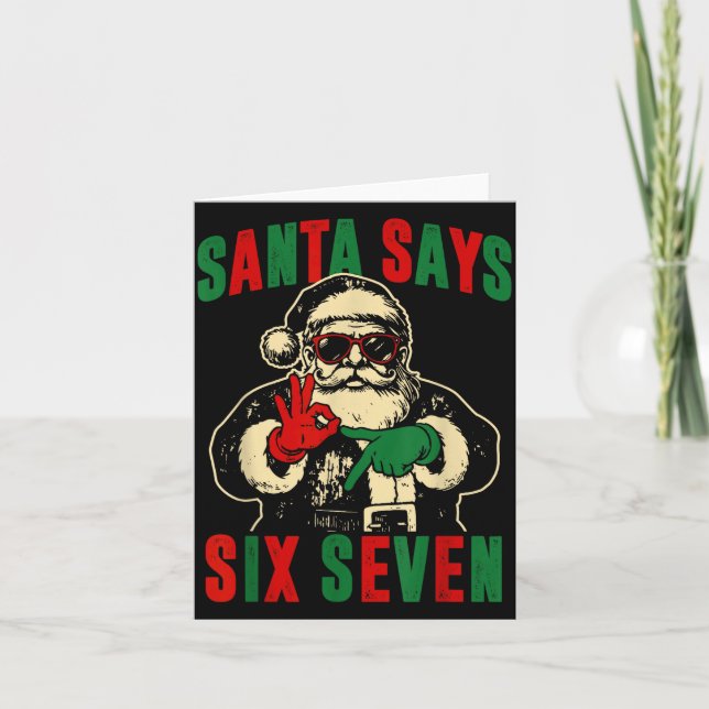 Funny Santa Says Six Seven Retro 67 Meme Cool Chri Card (Front)