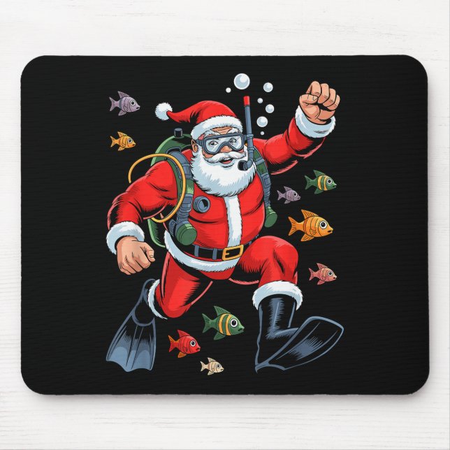 Funny Santa Scuba Diving Lover Holiday Christmas X Mouse Mat (Front)
