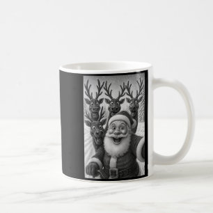 Funny Santa Selfie With Reindeer Christmas Coffee Mug