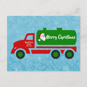 Funny Santa Septic Christmas Truck Postcard