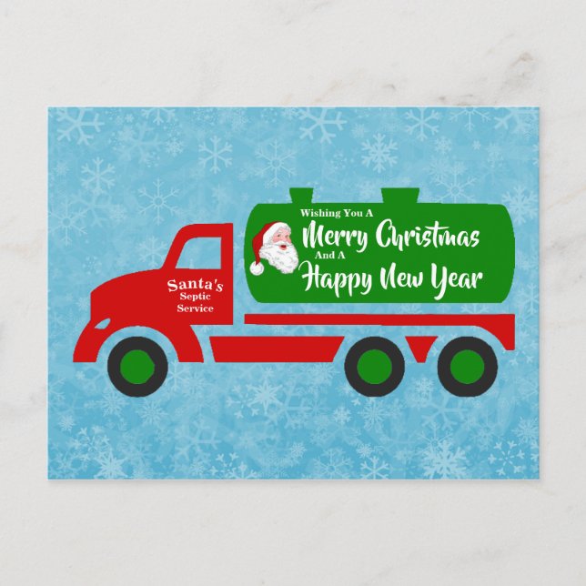 Funny Santa Septic Christmas Truck Your Greeting Postcard (Front)