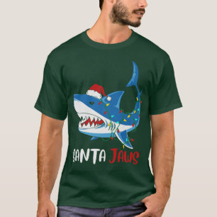 Funny Santa Shark Christmas Lights Sharkmas Tree T-Shirt