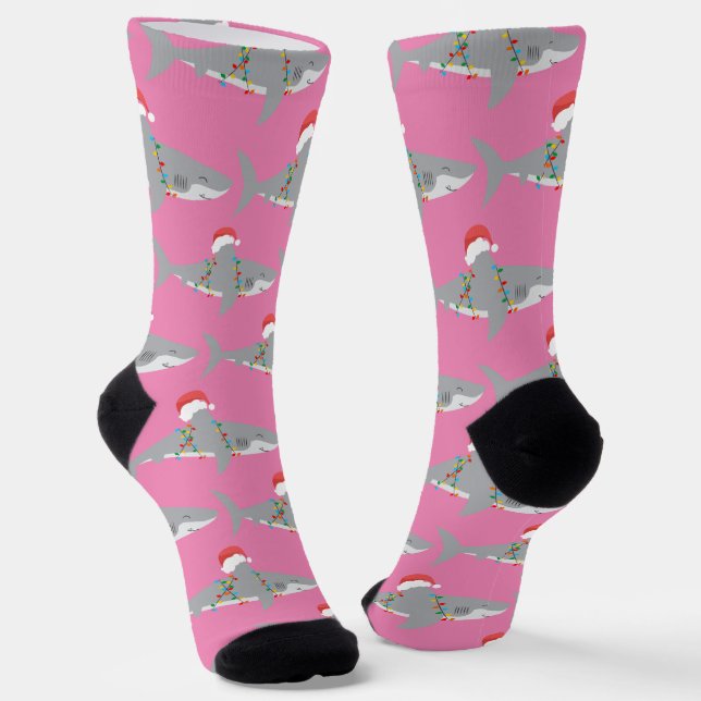 Funny Santa Shark Christmas Socks (Angled)
