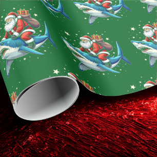 Funny Santa Shark Gift Sea Animal Party Decoration Wrapping Paper