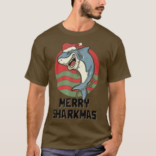 Funny Santa Shark Merry Sharkmas Christmas Ocean B T-Shirt