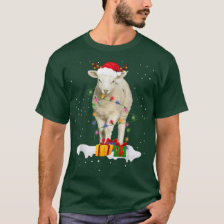 Funny Santa Sheep Animal Christmas Lights Lover Ch T-Shirt