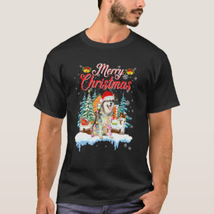 Funny Santa Siberian Husky Merry Christmas Men Wom T-Shirt