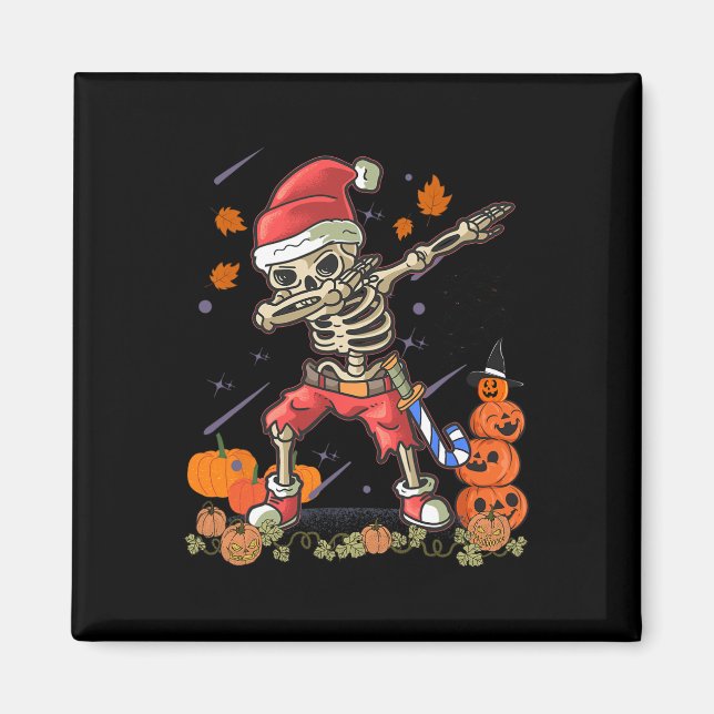 Funny Santa Skeleton Dabbing Halloween Costume Fun Magnet (Front)
