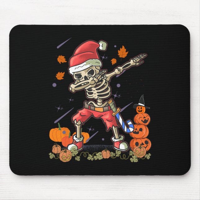 Funny Santa Skeleton Dabbing Halloween Costume Fun Mouse Mat (Front)