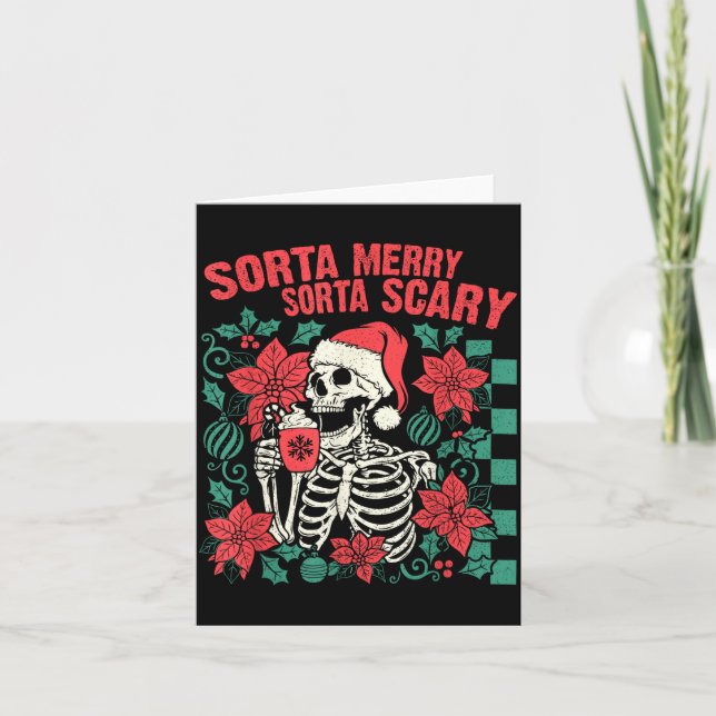 Funny Santa Skeleton Sorta Merry Sorta Y Soky Xmas Card (Front)