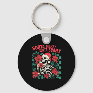 Funny Santa Skeleton Sorta Merry Sorta Y Soky Xmas Key Ring