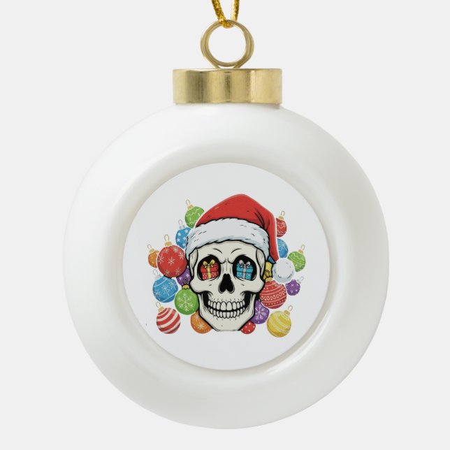 Funny Santa Skull Gothic Christmas Ornaments (Front)