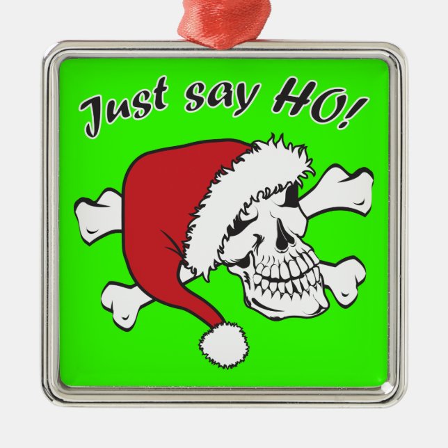 Funny Santa Skull Metal Tree Decoration (Front)