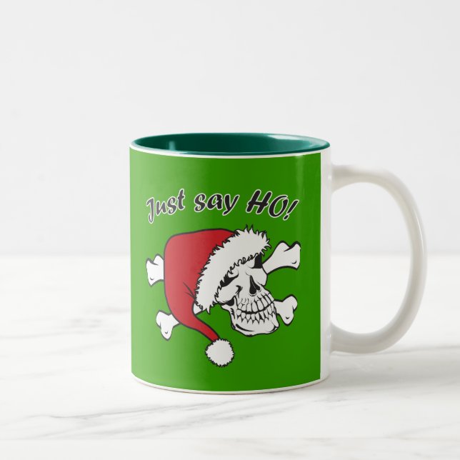 Funny Santa Skull Two-Tone Coffee Mug (Right)