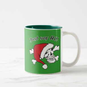 Funny Santa Skull Two-Tone Coffee Mug