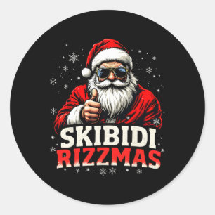 Funny Santa Snowboard Christmas Holiday Skibidi Ri Classic Round Sticker