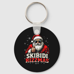 Funny Santa Snowboard Christmas Holiday Skibidi Ri Key Ring