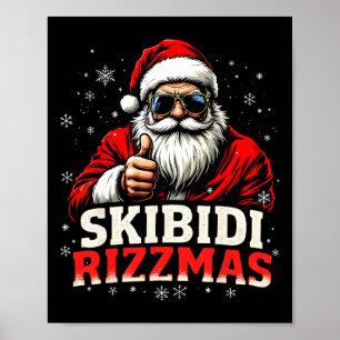 Funny Santa Snowboard Christmas Holiday Skibidi Ri Poster