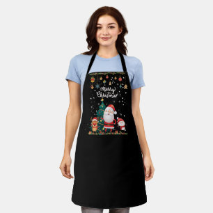 Funny Santa, Snowman, Reindeer Merry Christmas Apron