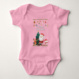 Funny Santa, Snowman, Reindeer Merry Christmas Baby Bodysuit
