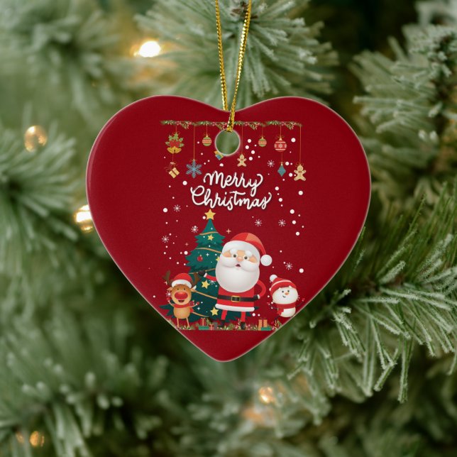 Funny Santa, Snowman, Reindeer Merry Christmas Ceramic Tree Decoration (Tree)