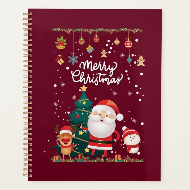 Funny Santa, Snowman, Reindeer Merry Christmas Planner (Front)