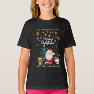 Funny Santa, Snowman, Reindeer Merry Christmas T-Shirt