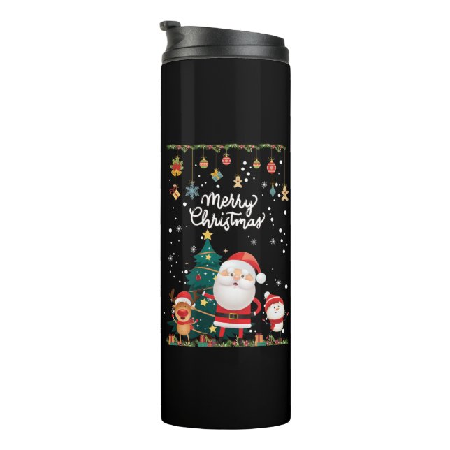 Funny Santa, Snowman, Reindeer Merry Christmas Thermal Tumbler (Rotated Right)