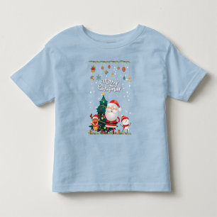 Funny Santa, Snowman, Reindeer Merry Christmas Toddler T-Shirt