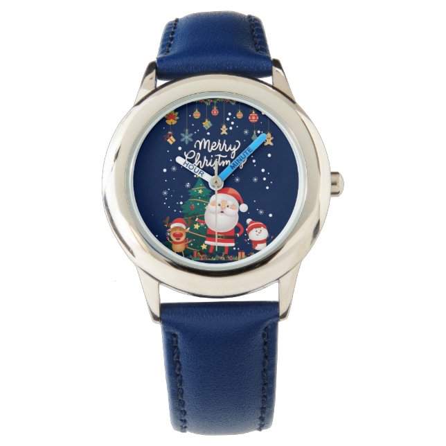Funny Santa, Snowman, Reindeer Merry Christmas Watch (Front)
