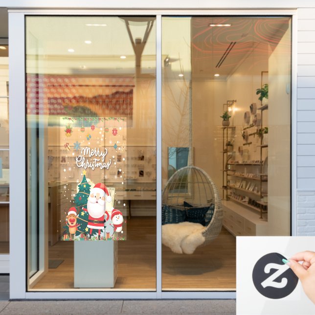 Funny Santa, Snowman, Reindeer Merry Christmas Window Cling (Store Window)