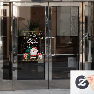 Funny Santa, Snowman, Reindeer Merry Christmas  Window Cling