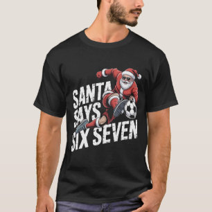 Funny Santa Soccer Kicking Ball Graphic Tee Chri