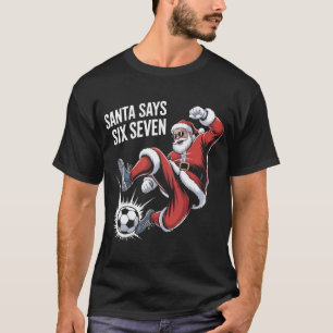 Funny Santa Soccer Kicking Ball Graphic Tee Chri
