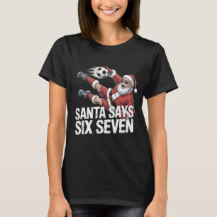 Funny Santa Soccer Kicking Ball Graphic Tee Chri