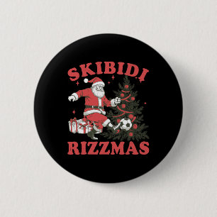 Funny Santa Soccer Skibidi Rizzmas Christmas Tree 6 Cm Round Badge