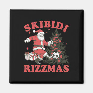 Funny Santa Soccer Skibidi Rizzmas Christmas Tree Magnet