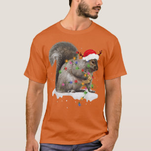 Funny Santa Squirrel Christmas Lights Lover Christ T-Shirt