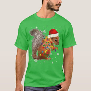 Funny Santa Squirrel in Christmas Lights Squirrel T-Shirt