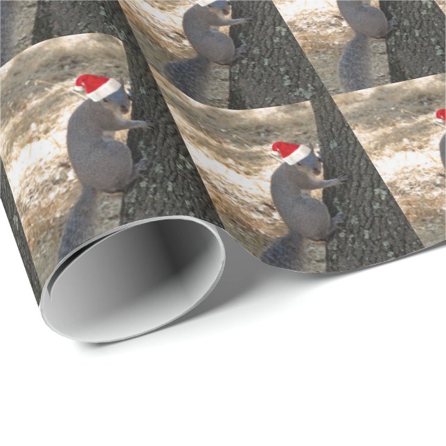 Funny Santa Squirrel Wrapping Paper (Roll Corner)