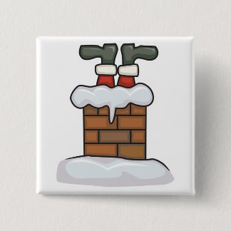 funny santa stuck in chimney 15 cm square badge