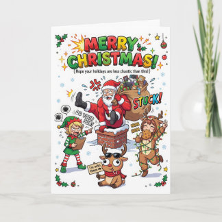 Funny Santa Stuck in Chimney Christmas Card