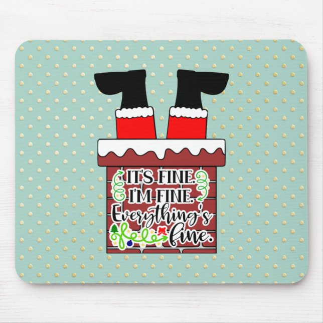 Funny Santa Stuck in Chimney Christmas Humour Mouse Mat (Front)