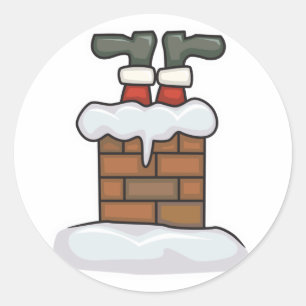 funny santa stuck in chimney classic round sticker